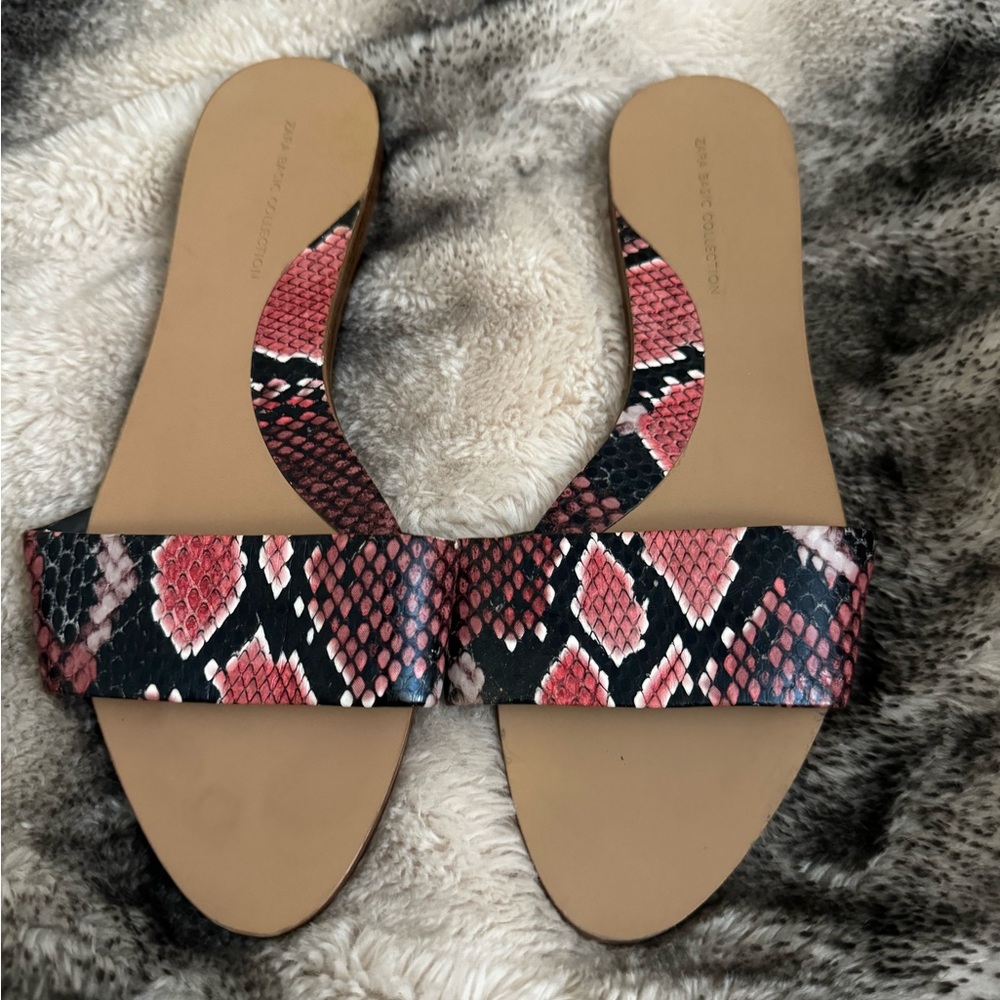 Zara Snake Print Pink Sandals Size 38